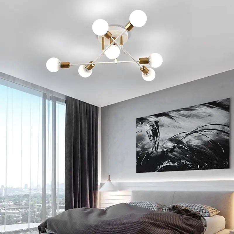 Plafonnier nordique branches multi tête design moderne - vue 5 sur 12
