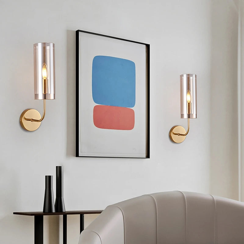 applique murale led moderne en verre doré luminaire décoratif d'intérieur