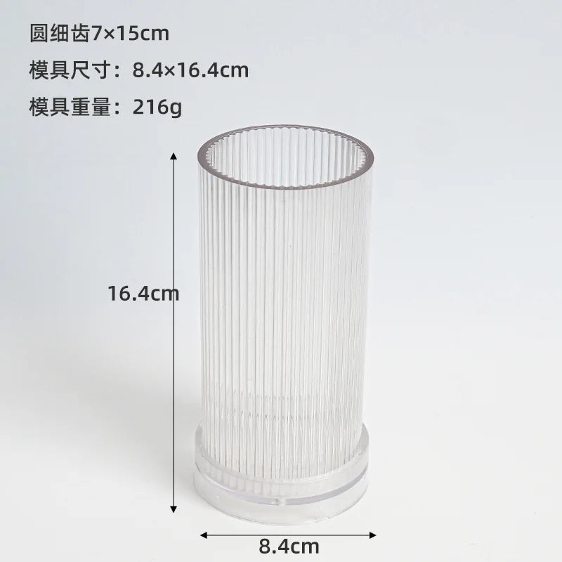 moule cylindrique à rayures pour fabrication de bougies en acrylique
