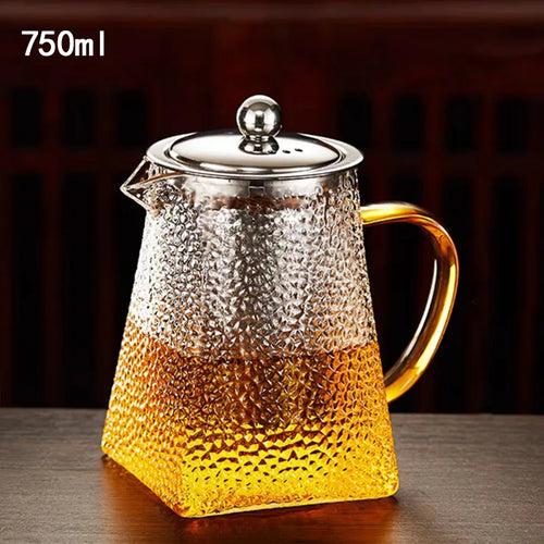 Théiere verre martelé filtre inox resistante chaleur