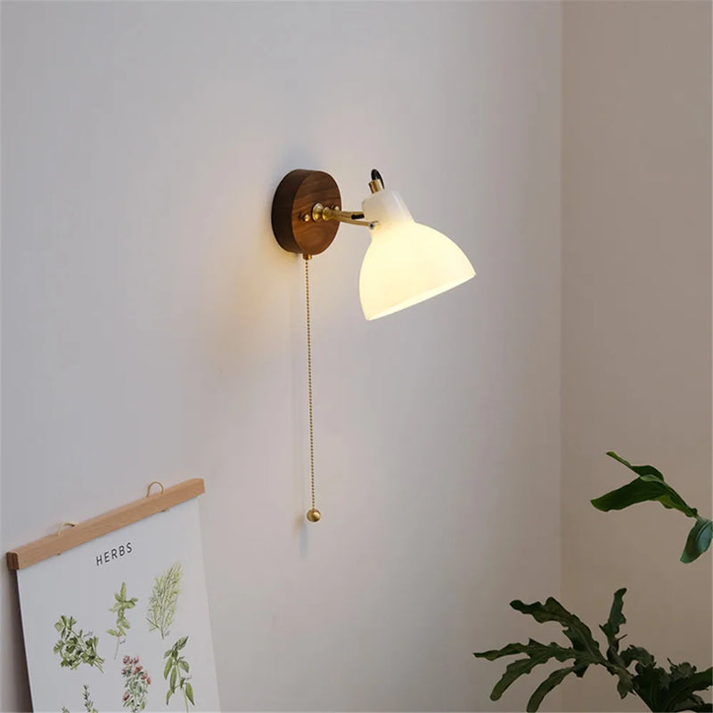 applique murale moderne en verre et laiton avec interrupteur