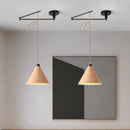 lustre moderne à led créatif avec bras rétractable en bois artistique