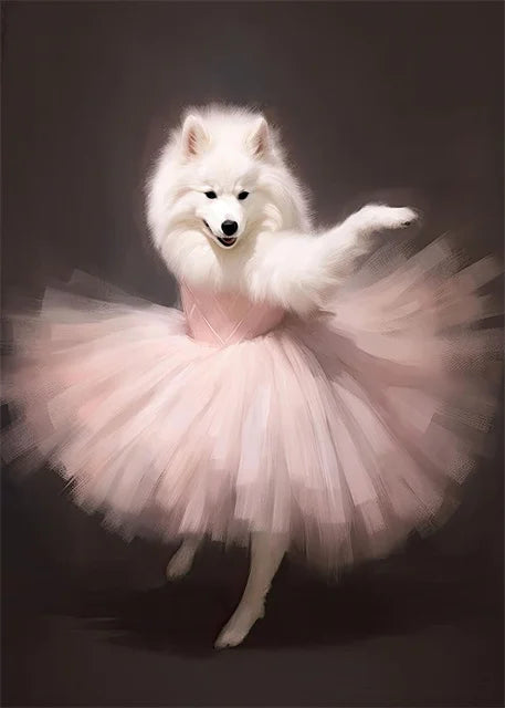 portraits de ballerine de chien art abstrait mural kawaii
