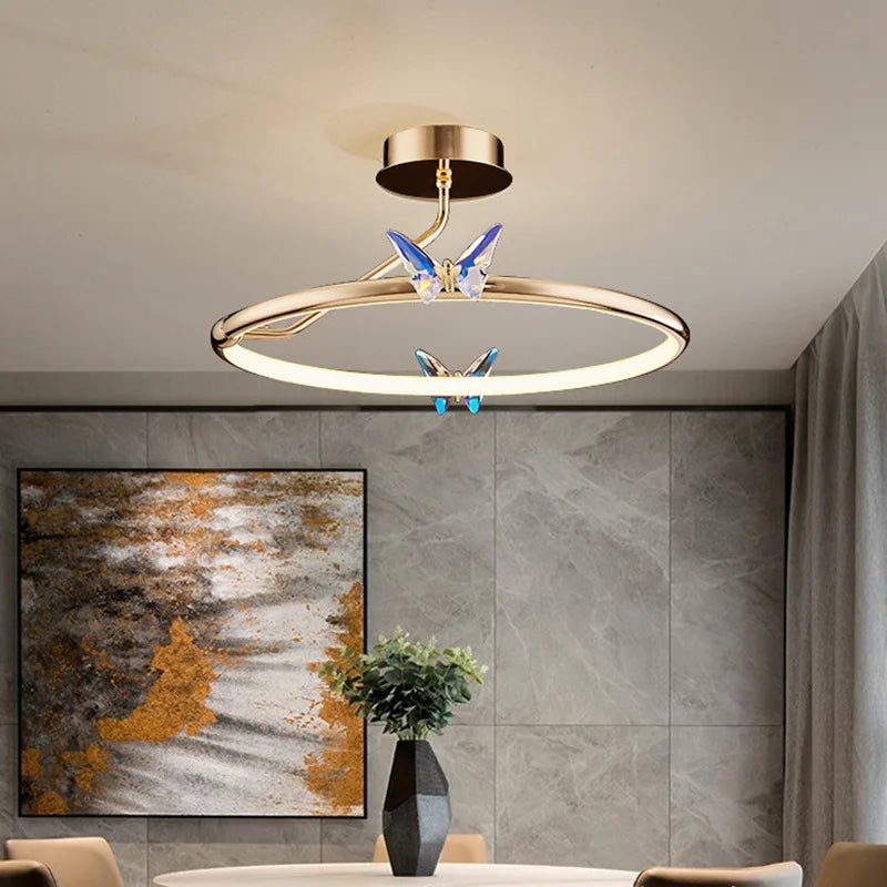 anneau d'or led papillon luminaire suspendu loft déco