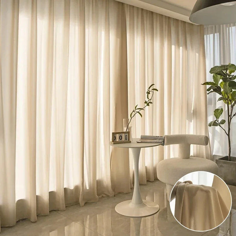 Voilage rideau translucide texturé pour salon et porte