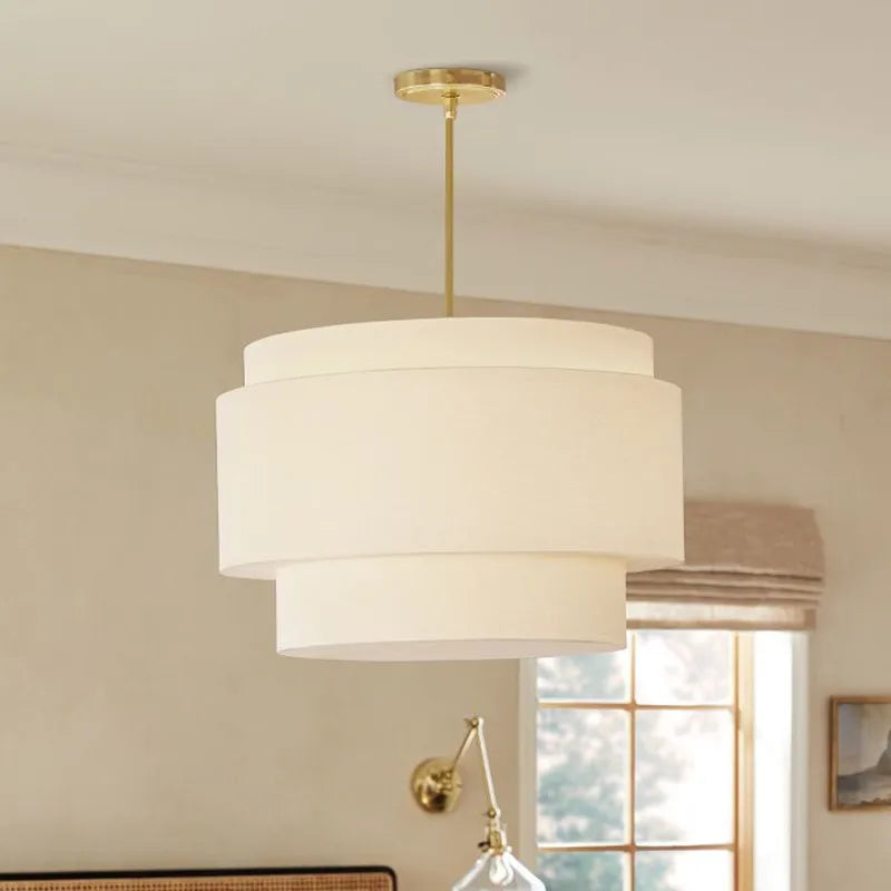 Suspension à plusieurs niveaux Camden Lampe de style japonais Abat-jour en tissu minimaliste Designer Lustre Salon Éclairage de comptoir de cuisine - vue 4 sur 10