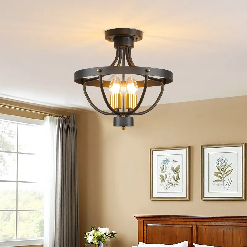 lustre rustique fer moderne suspendu - vue 3 sur 5