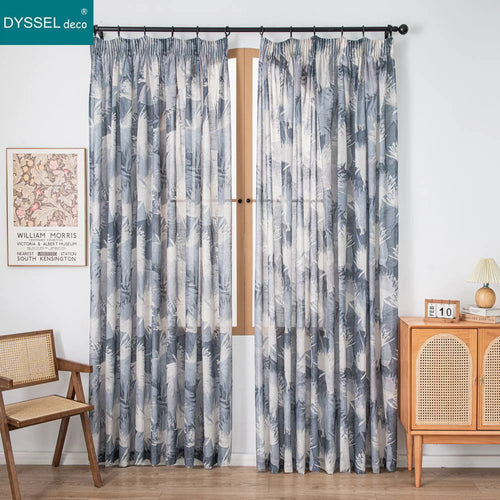 Rideau motif feuilles style naturel pour salon chambre