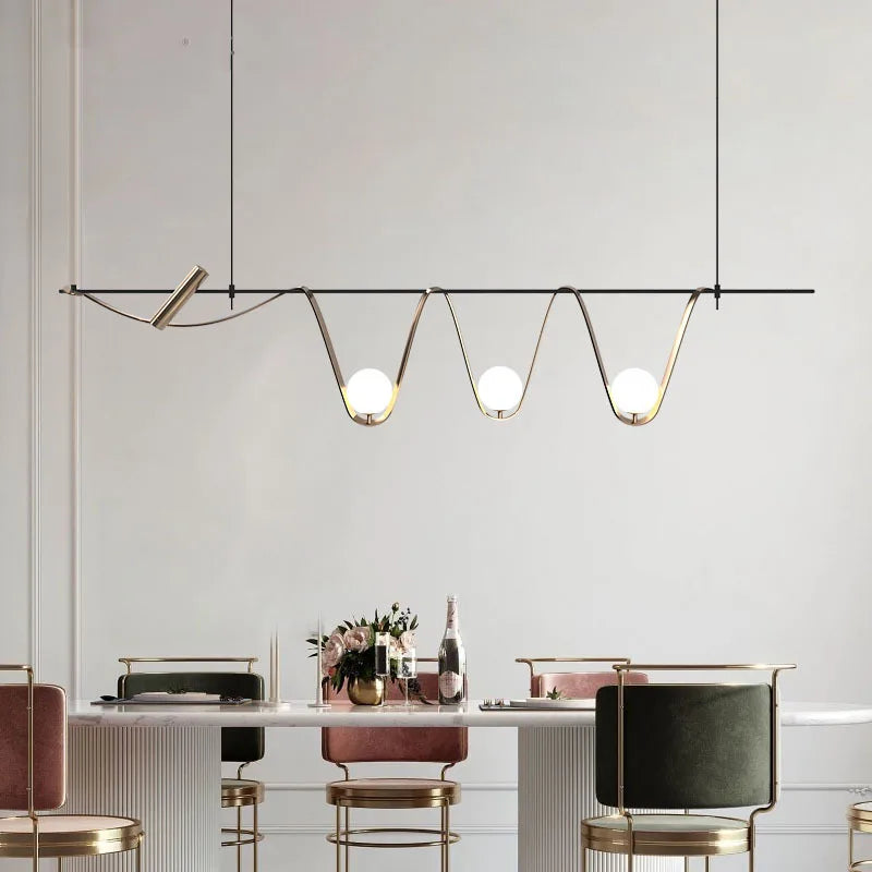 lustre moderne à led design nordique en verre lumineux - vue 6 sur 7