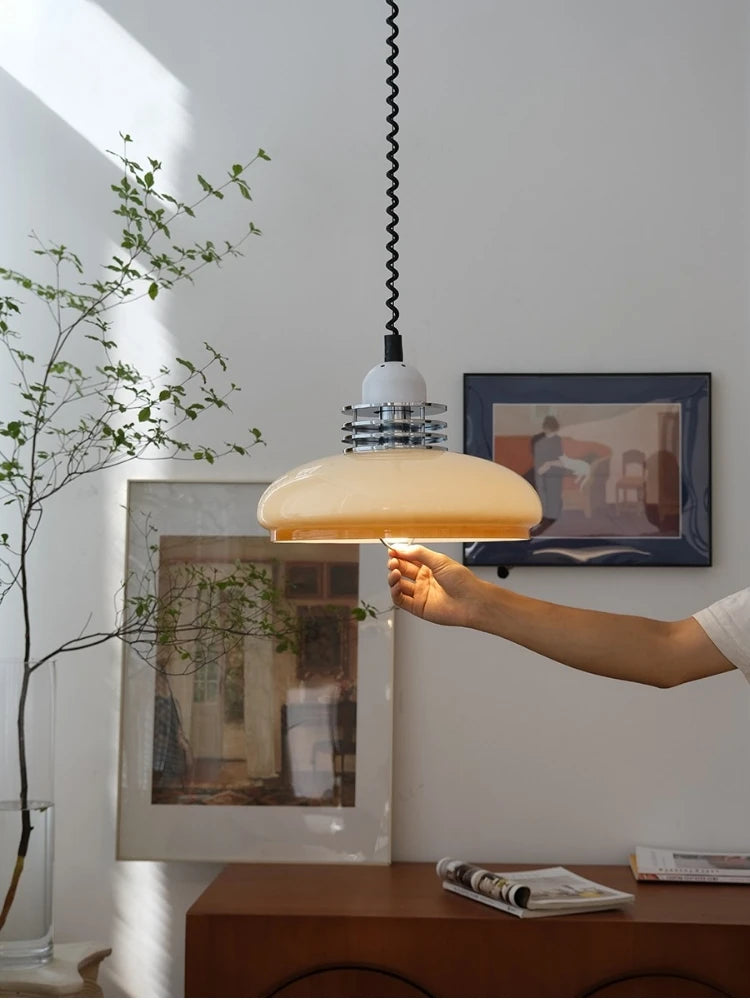 lustre style industriel rétractable minimaliste en verre - vue 4 sur 7