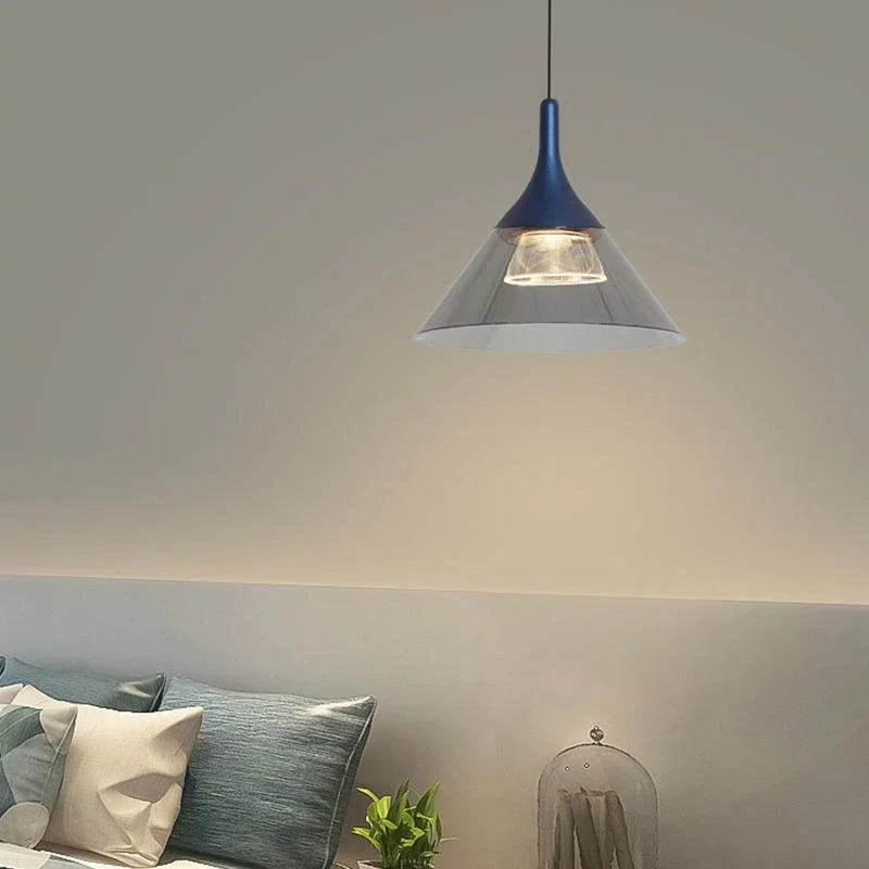 Plafonnier LED suspendu en aluminium et verre - vue 7 sur 10