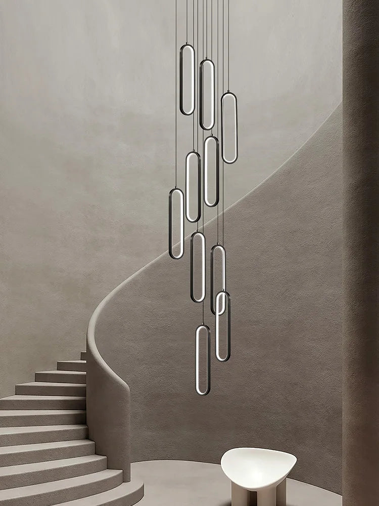 lustre led moderne avec anneau pivotant pour escalier - vue 6 sur 11