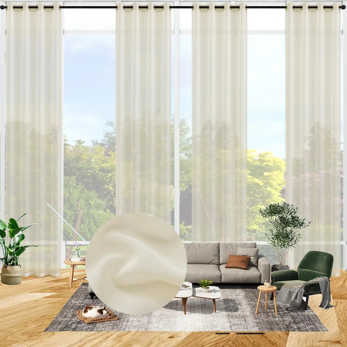 Voilage rideau faux lin sur mesure extra long