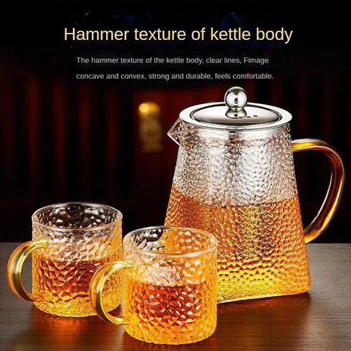 Théiere verre martelé filtre inox resistante chaleur