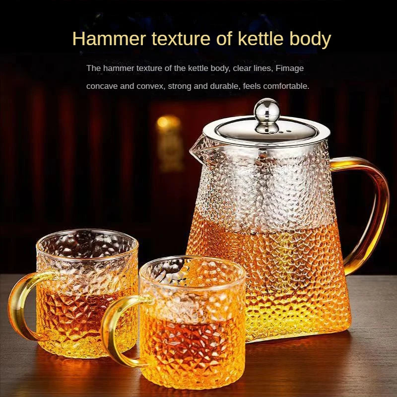 Théiere verre martelé filtre inox resistante chaleur - vue 3 sur 7