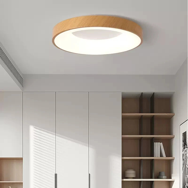 Plafonnier Led rond Ultra-fin en Grain de bois - vue 5 sur 16