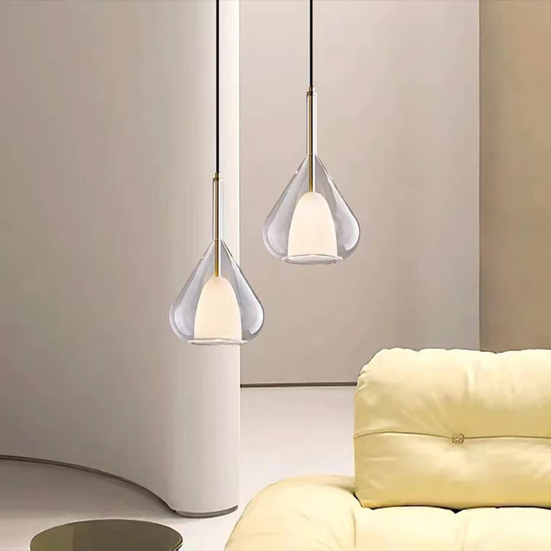 Suspension en verre lustre Led moderne lampe pendante de luxe cuisine salon chambre à côté de la lampe lustre en cristal - vue 2 sur 7