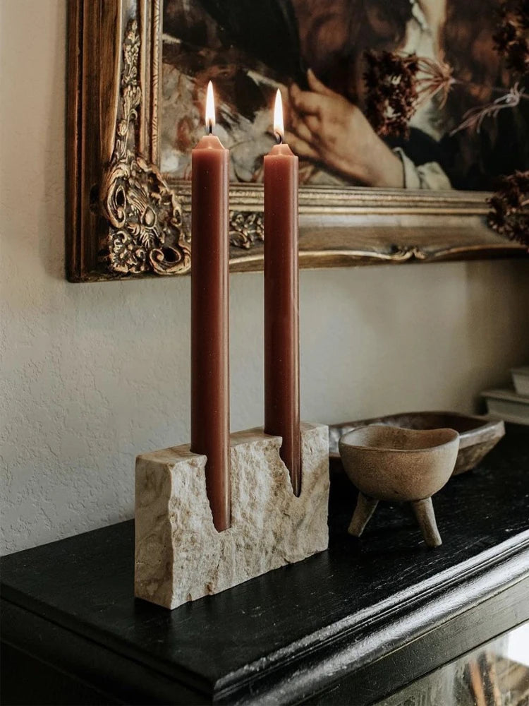 bougeoir vintage en marbre pour centre de table de mariage - vue 2 sur 8