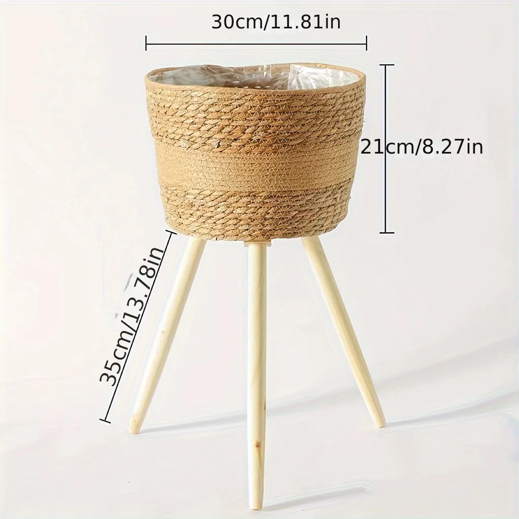 pot en bois tressé pour fleurs et rangement décoratif intérieur - vue 8 sur 10