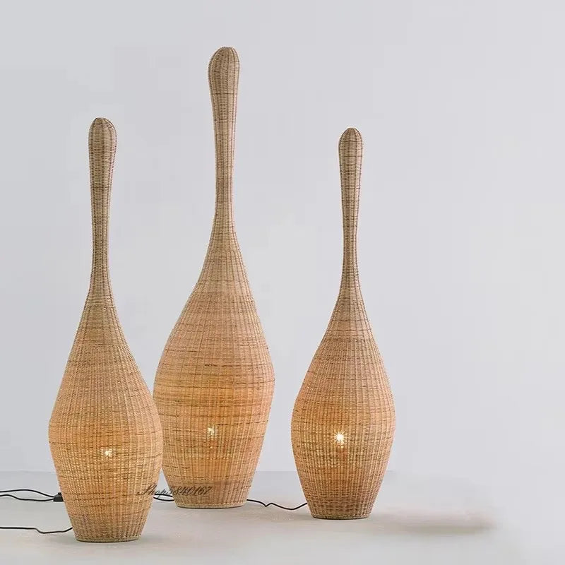 lampadaire en bambou design wabi sabi pour décoration intérieure unique - vue 5 sur 18