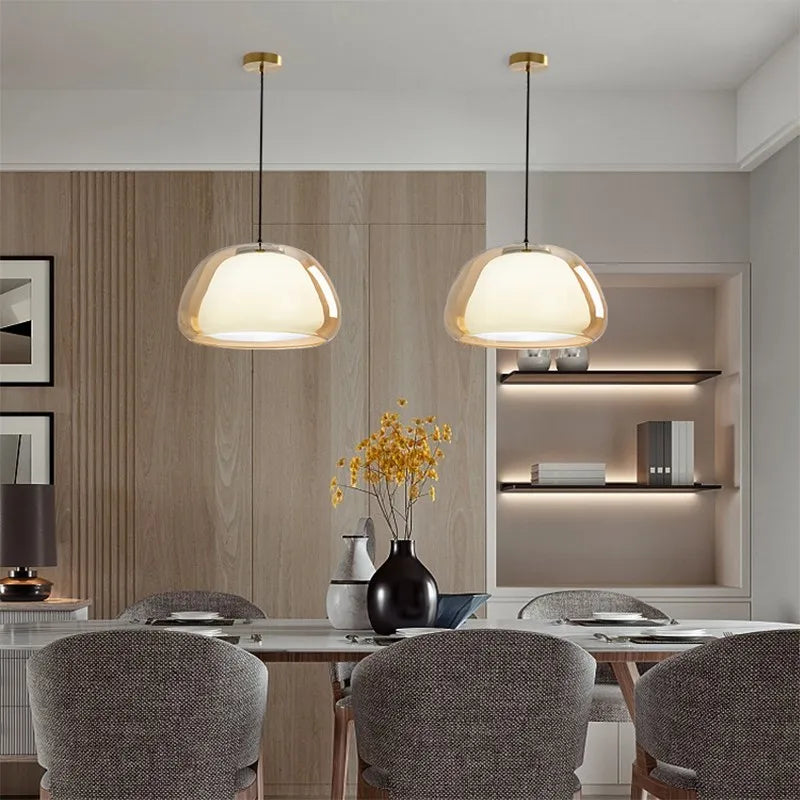 Nordique LED verre suspension minimaliste crème gelées 1/2/3 têtes lampes pour Restaurant salon Bar étude décoration de la maison