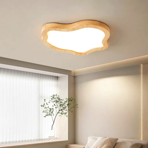 plafonnier led moderne en bois forme de nuage