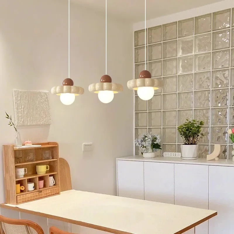 Lustre design avec fleurs Style crème créative - vue 6 sur 5