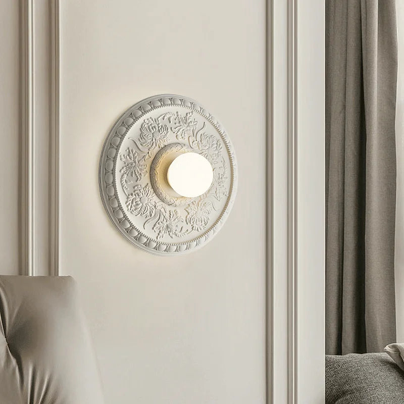 applique murale rétro haute gamme avec abat-jour en verre blanc