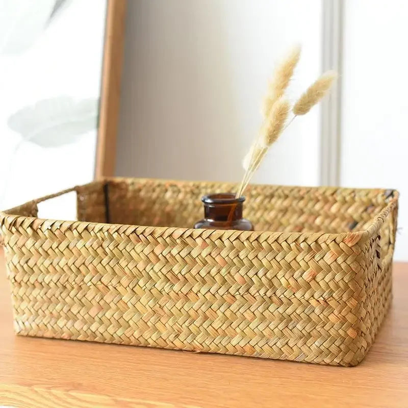 panier en osier tressé pour rangement et décoration - vue 7 sur 8