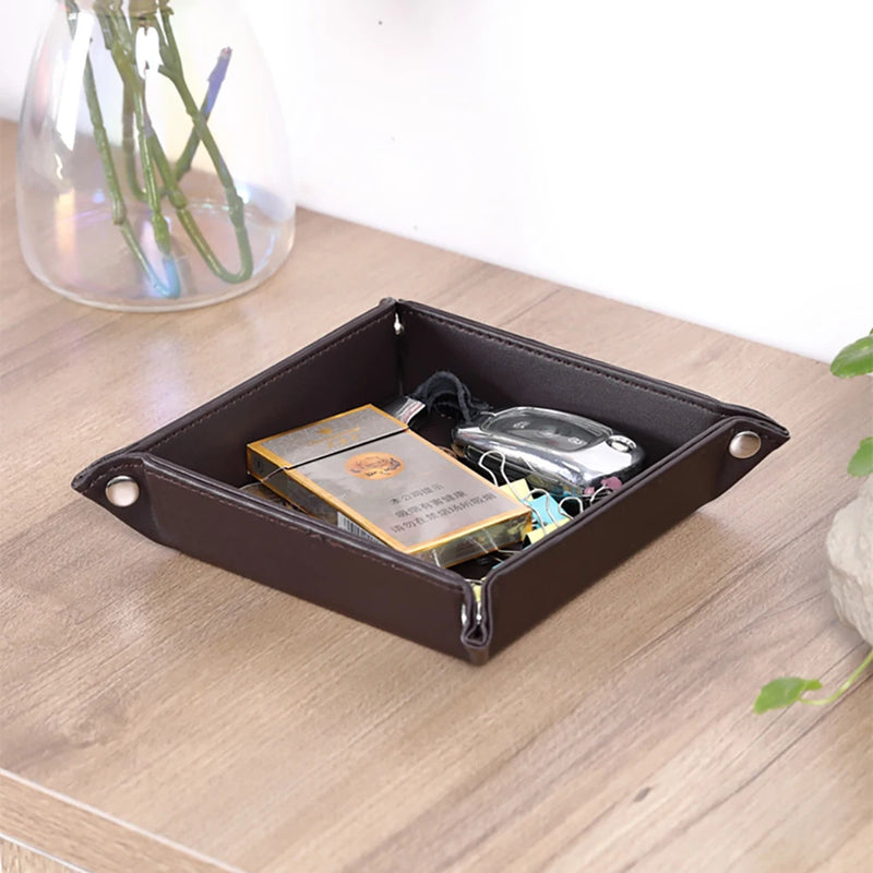plateau de rangement en similicuir avec 5 compartiments pratiques