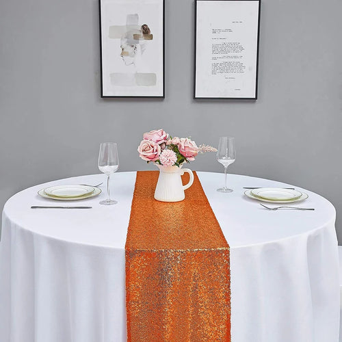 Chemin de table orange à paillettes décoration fêtes