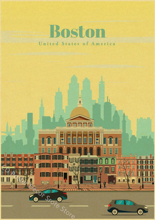 affiche vintage des villes du monde architecture et monuments