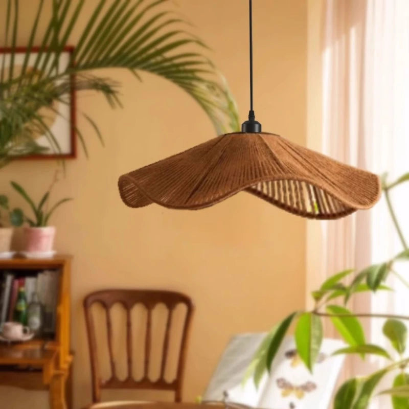 suspension Nordique chanvre E27 LED salle à manger japonais tricoté chambre