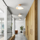 Suspension moderne à leds en bois avec abat-jour métal minimaliste