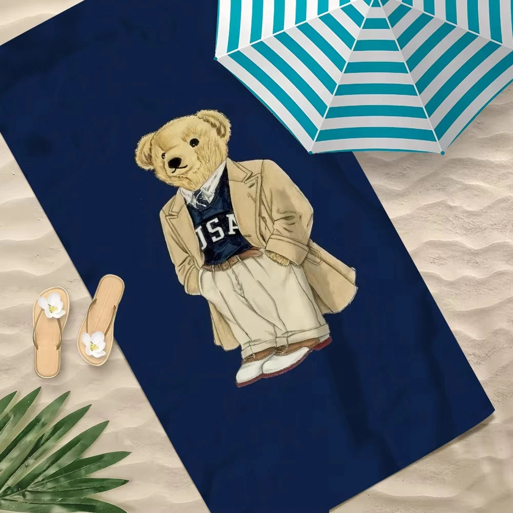 Serviette de plage légère séchage rapide oursons anime - vue 5 sur 5