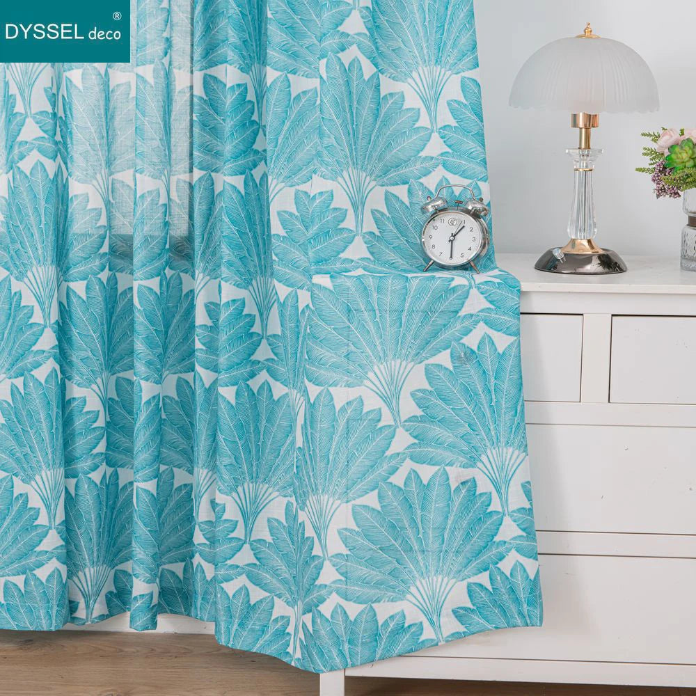 Rideau motif feuilles style moderne pour salon chambre - vue 5 sur 8