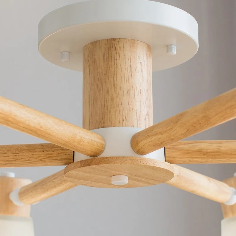 Lustre nordique en verre et bois - vue 11 sur 14