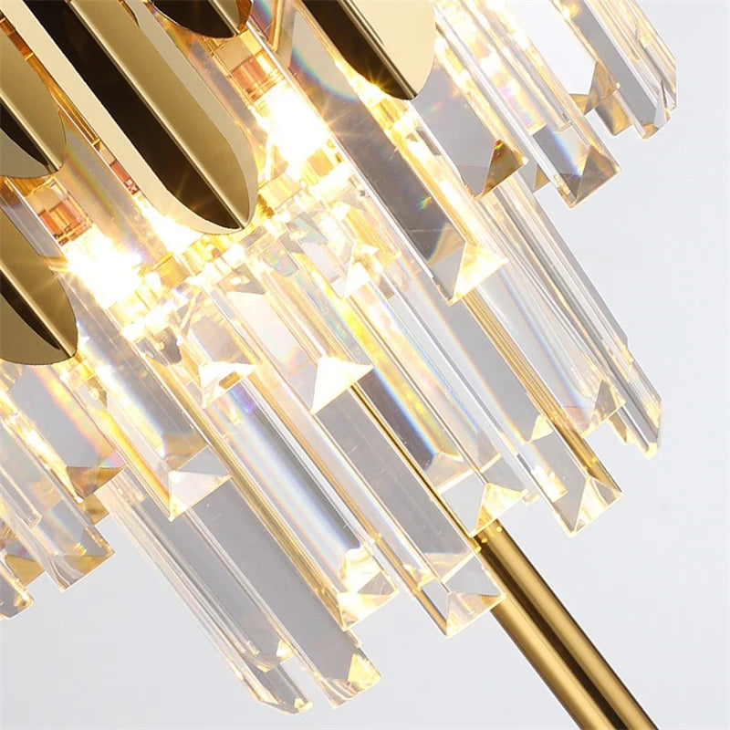 lampadaire post-moderne nordique en cristal doré led luxe - vue 5 sur 17