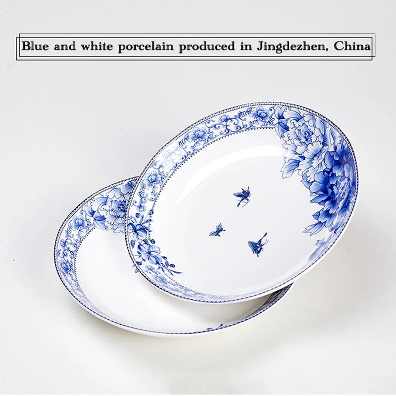 Assiettes porcelaine Jingdezhen motifs floraux style chinois - vue 5 sur 7