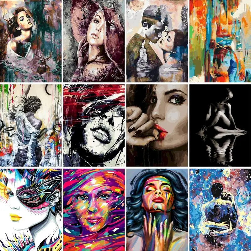 peinture par numéro portrait fille bricolage art décoratif à offrir