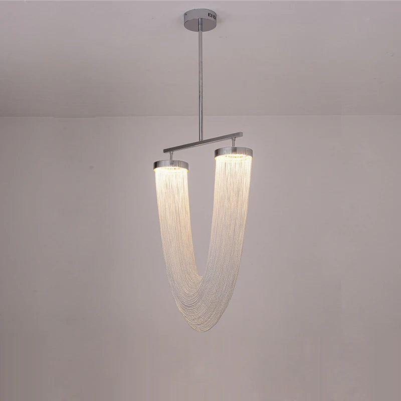 lustre artistique à led en aluminium chromé avec intensité variable - vue 2 sur 21