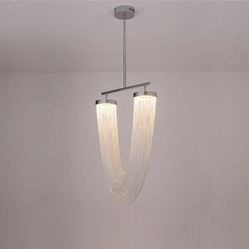 lustre artistique à led en aluminium chromé avec intensité variable