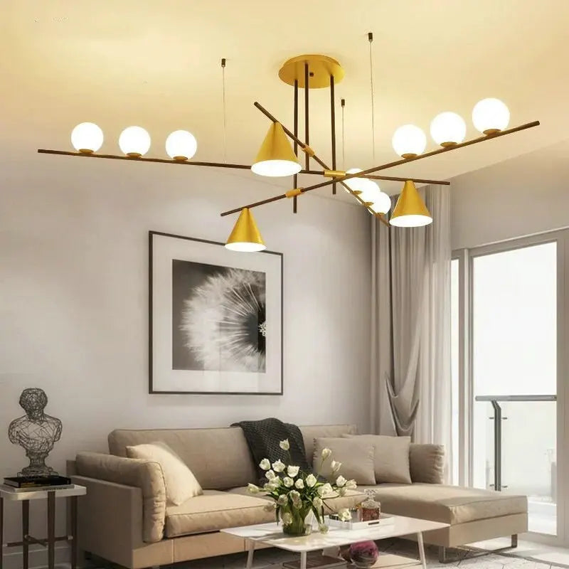 lustre industriel minimaliste en verre et led design - vue 5 sur 18