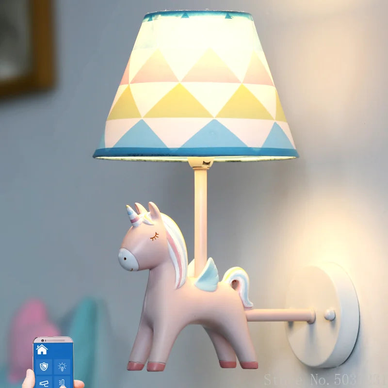 applique murale licorne dessin animé led nordique décorative