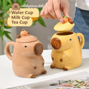Mug capybara mignon en céramique avec couvercle cadeau