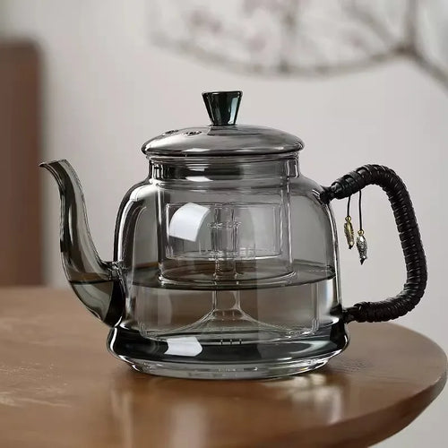 Théière en verre borosilicate 1.2l infuseur double compartiment