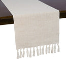 Chemin de table lin rustique brodé beige campagne