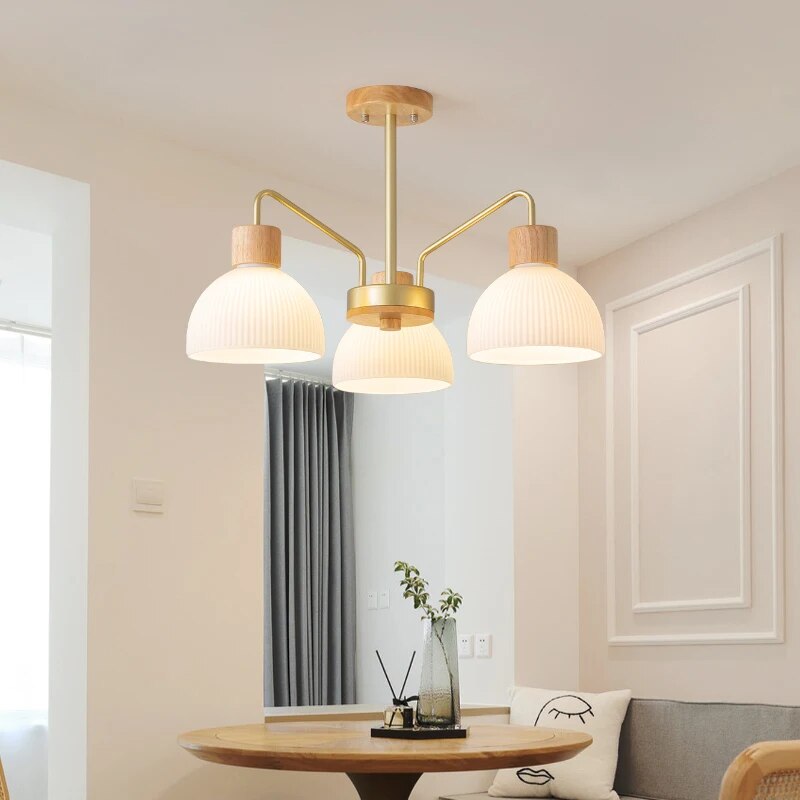 Lustre nordique en bois de style japonais - vue 3 sur 8