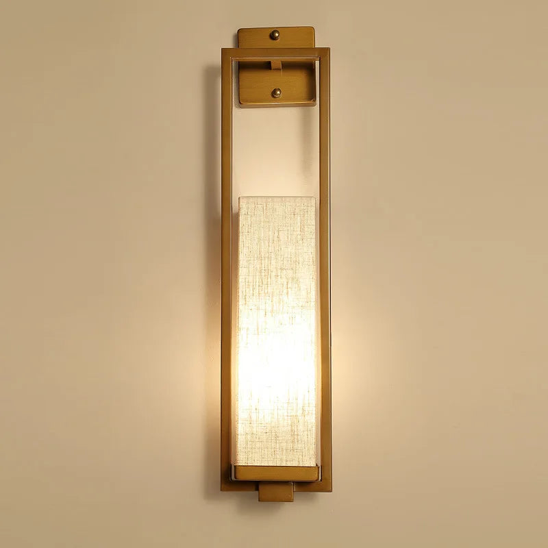 applique murale style chinois de chevet salon chambre couloir hôtel mur escalier lampe e27 tissu - vue 4 sur 5