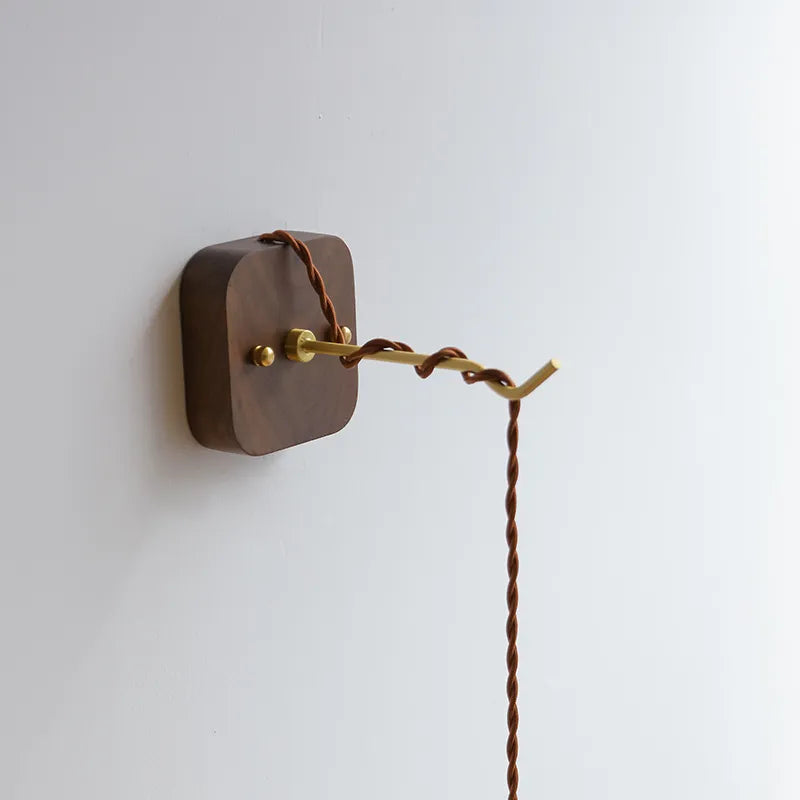 applique murale led noyer cuivre moderne baguette plug-in - vue 6 sur 23